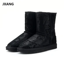 JXANG/ г.; Лидер продаж; модные зимние женские ботинки из натуральной кожи года; теплая зимняя обувь;