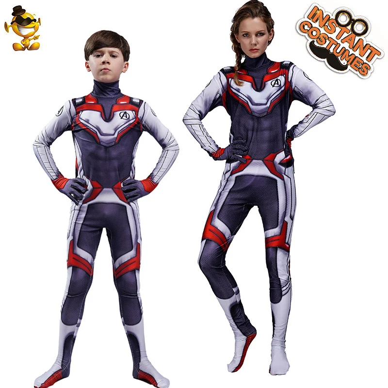 

Boy's Avenger Captain Marvel Super Hero Bodysuit Disguise Movie Women 3 D Avenger Jumpsuit Costumes