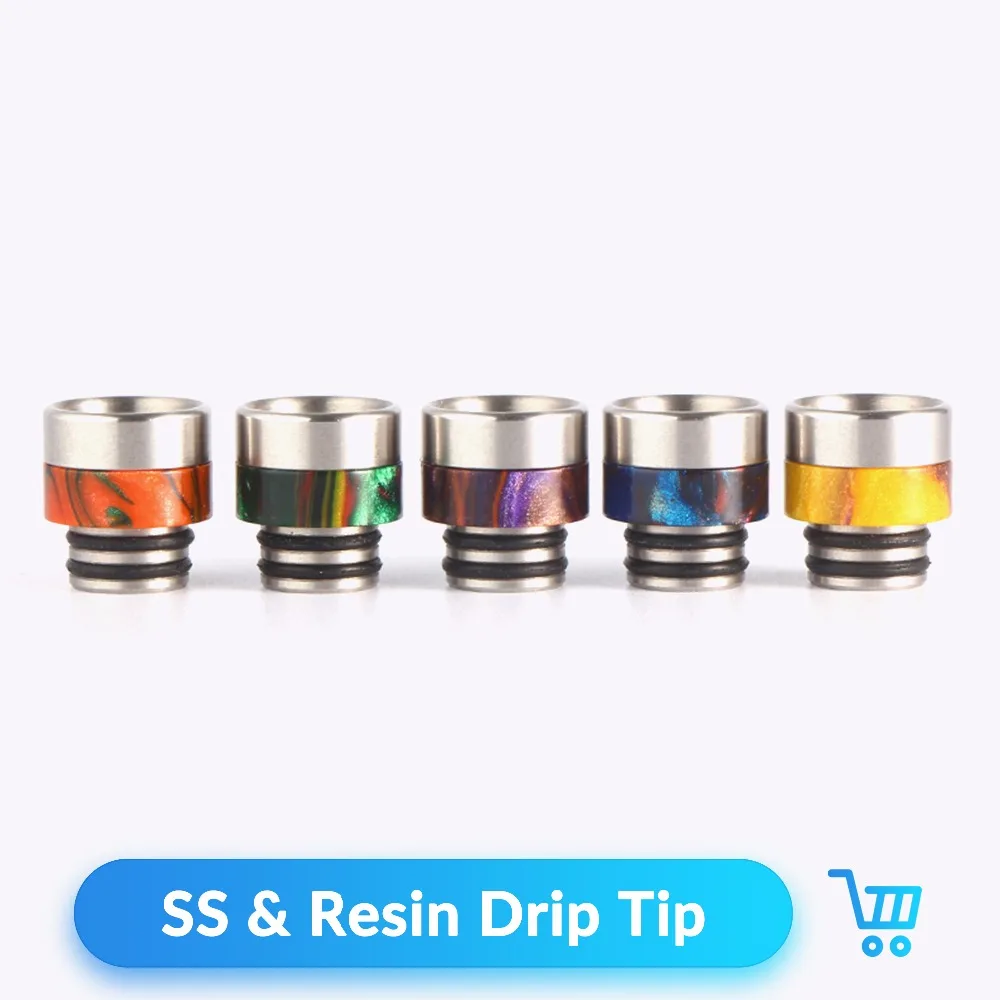 

Quartz Banger 2pcs Resin Drip Tip Stainless Steel 510 Thread Mouthpiece For V8 Baby / Kayfun V5 Tank Vape Atomizer E Cigarette