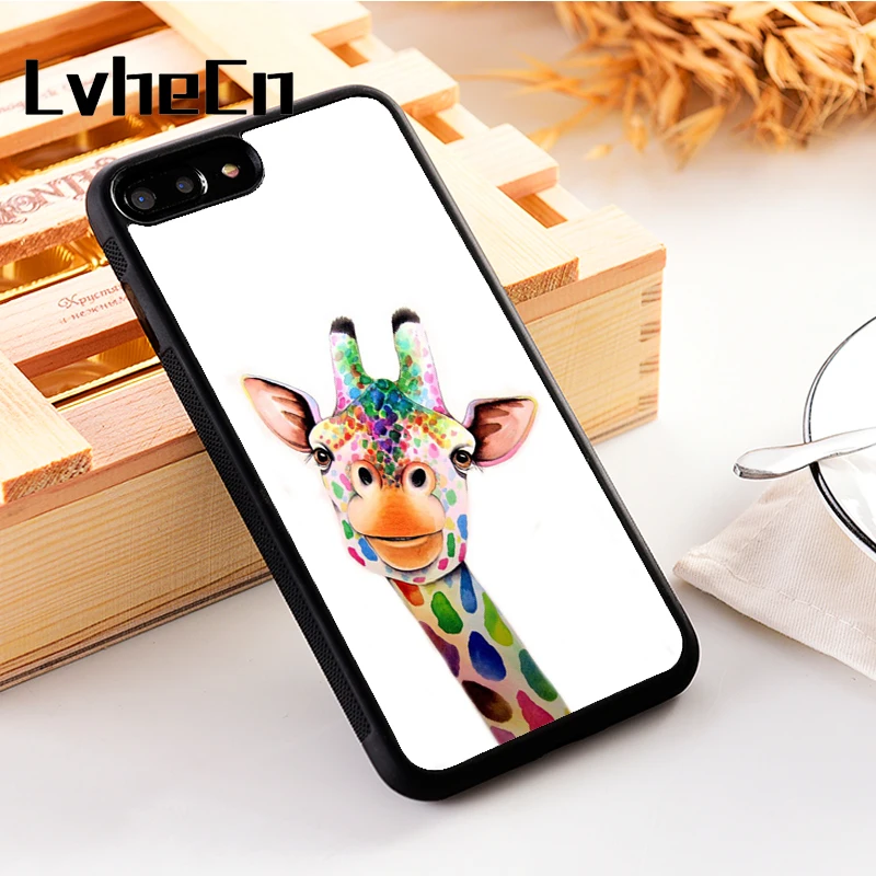 

LvheCn 5 5S SE phone cover cases for iphone 6 6S 7 8 Plus X Xs Max XR Soft Silicon TPU COLOURFUL GIRAFFE