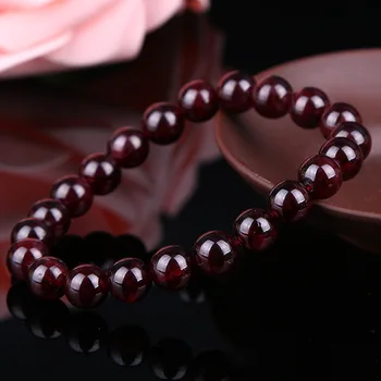 Natural Garnet Bracelet Men Bracelets for Women, 6/8/10mm Wine Red Bead Charm Bracelet Men Jewelry Brazaletes Pulseras Mujer