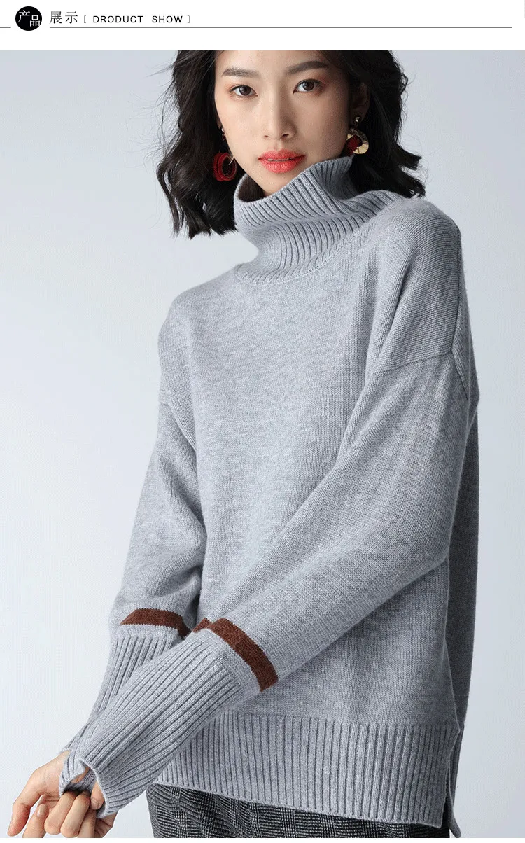 Nouveau Femme Épaissir Cachemire Pull Col Qualité La Pulls Mode Chemise Style Top Tricot En Paresse Haute 2018 Roulé Femmes Court IgaxSOI