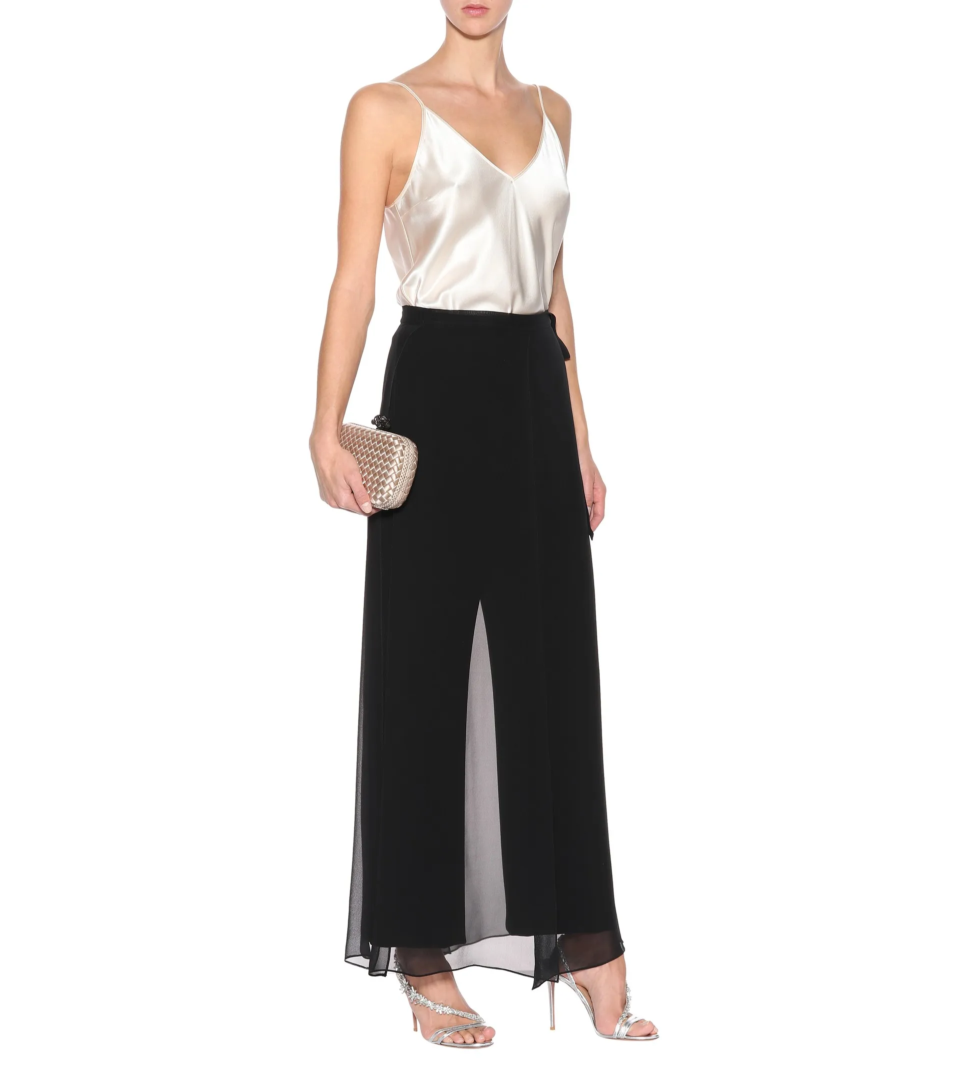 Patchwork Waist Straight Leg Pants Office Lady Wide Leg Pants Casual Chiffon Patchwork High Waist Slim