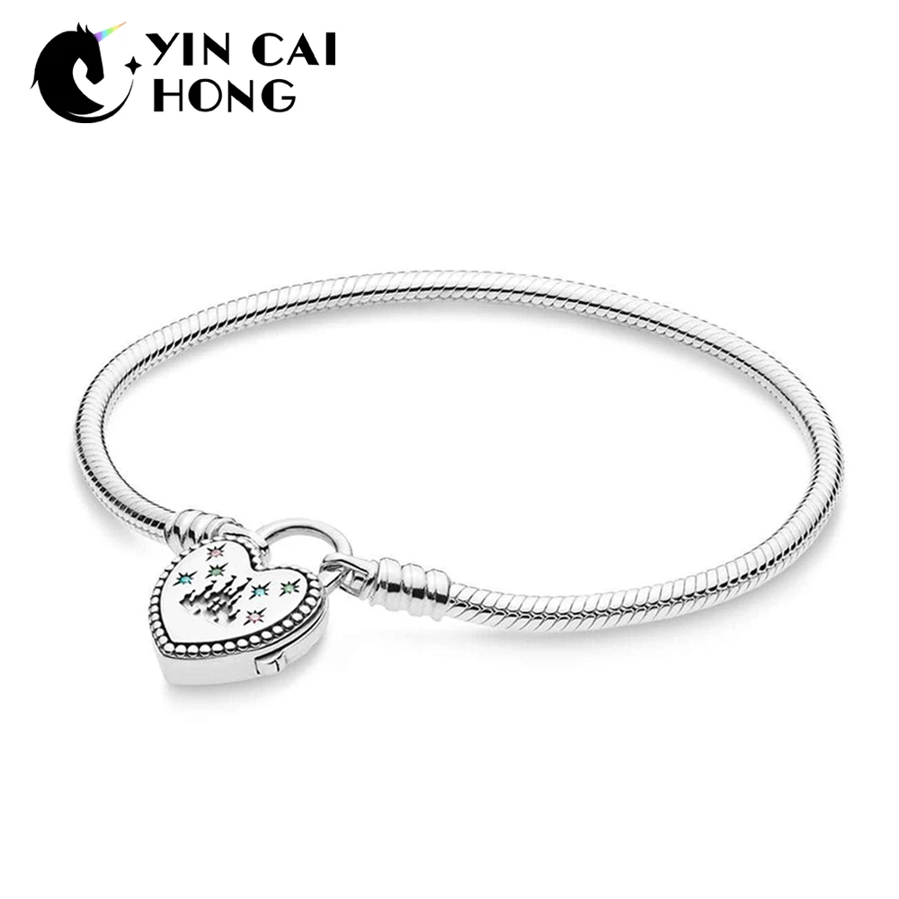 

YCH 100% 925 Sterling Silver 1:1 597993PCZMX Fantasyland Castle Heart Bracelet DIY Beaded Charm Limited Edition Exclusive Sale
