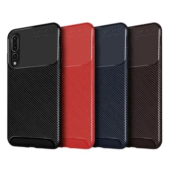 

100pcs/lot Soft Ultra Thin Armour Shockproof Carbon Fiber TPU Case For Huawei P20 Lite P20 Pro P20 Nova 3E