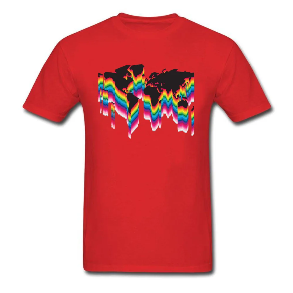 Printing One World Many Colors Crew Neck T Shirts Father Day Tops Tees Short Sleeve for Men Faddish 100% Cotton Top T-shirts One World Many Colors red