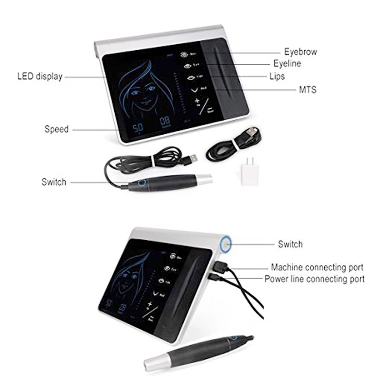Цифровая Татуировка Перманентный макияж машина Ручка Комплект бровей губ подводка для глаз Med макияж микроблейдинг приспособления для ручки сенсорный экран