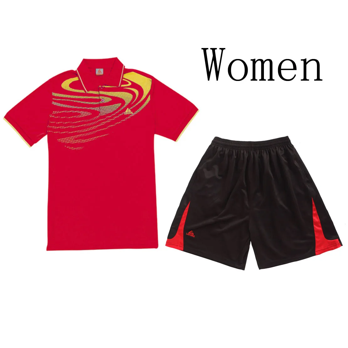 Костюмы для бадминтона для мужчин/женщин, настольные теннисные костюмы, теннисные майки с отложным воротником+ шорты, одежда для влюбленных pingpong Джерси+ шорты - Цвет: Women Red Set