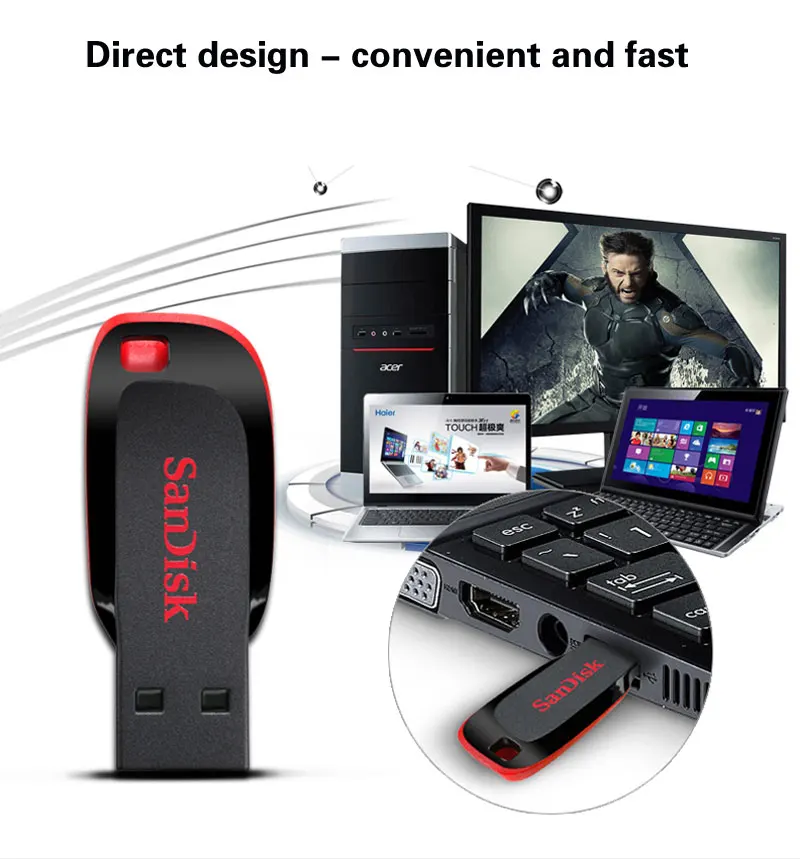 Флеш-накопитель sandisk USB 8 ГБ 16 ГБ 32 ГБ 64 Гб 128 ГБ CZ50 mini Cle USB 2,0 Флешка Jump диск для хранения данных Флешка memoria usb