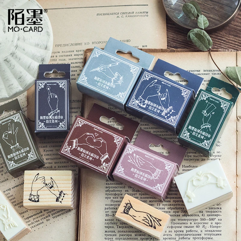 

Mo.Card gesture wood stamp Decorative DIY stationery scrapbooking Retail
