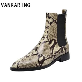 

brand design newest snake skin cow leather short boots sexy pointy toe runway ankle boots for women low heel knight boots woman