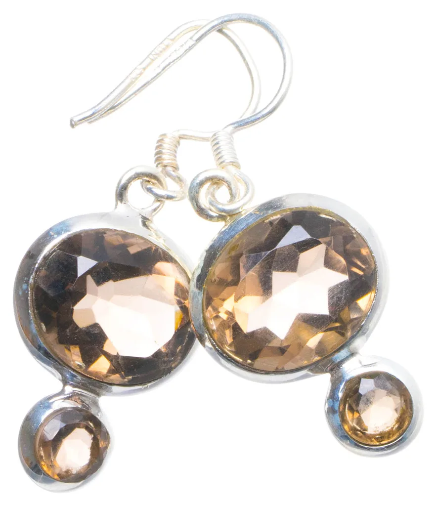 Natural Smoky Quartz Handmade Unique 925 Sterling Silver Earrings 1.5&quot X4637 | Украшения и аксессуары