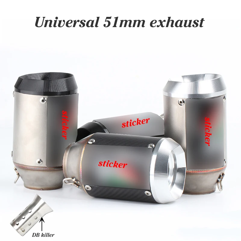 

51mm/60mm Motorcyle Exhaust Pipe exhaust for AR Exhaust Silencer with DB killer For Z1000 Z750 Z800 NINJA250 Tmax530 for KTM ATV