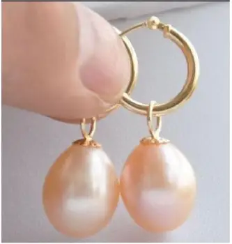 

BEAUTIFUL AAA+ 11-13MM PINK NATURAL SOUTH SEA PEARL DANGLE EARRING 14 r