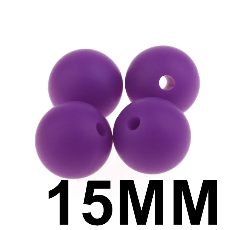 50 шт Круглые Силиконовые Прорезыватели для зубов 15 мм Детские Прорезыватели из бисера пищевые силиконовые шарики игрушки для девочек DIY ожерелье для ухода за зубами - Цвет: 29 Lavender