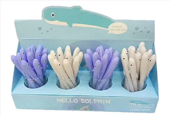 

lovely korea Dolphin gel ink Pen Signature Pen Neutral Pen kawaii gel Pen school prize students staitonery item 48pc/lot