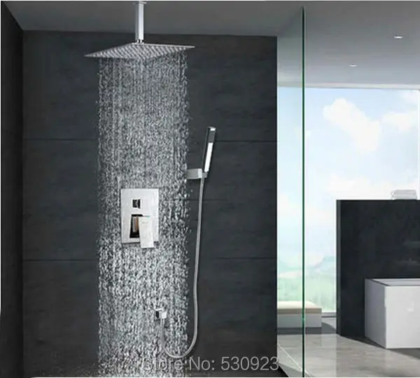 

Newly Pressurization Shower Faucet Set Ceiling Suspended 10" Shower Head W/ ABS Hand Shower Chrome Finish Thermostatic Mixer Tap