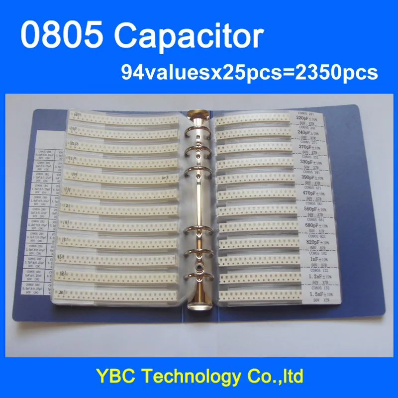 0805 SMD Capacitor Sample Book 94valuesX25pcs=2350pcs 0.5PF10UF