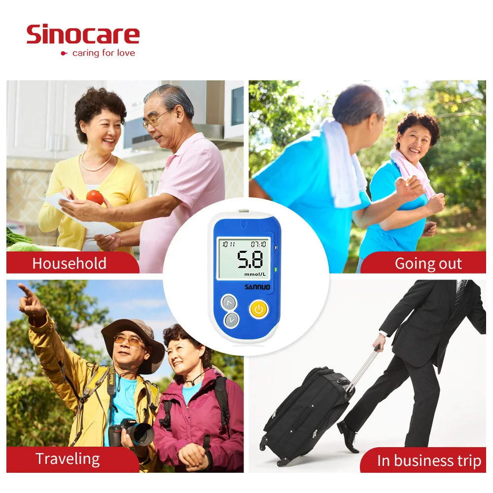 Sinocare GA-6 Blood Glucose Test Strips Separated Packing and Lancets for Diabetes