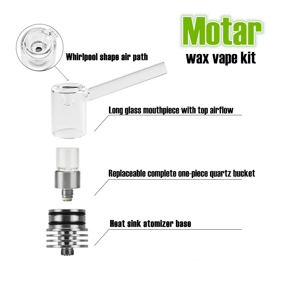Beste Longmada Motar Verstuiver Tank Wax Vape Kit Quartz Coilless glas mondstuk Verwarming Kamer 510 Draad Voor 30 45 W Box Mod Batterij