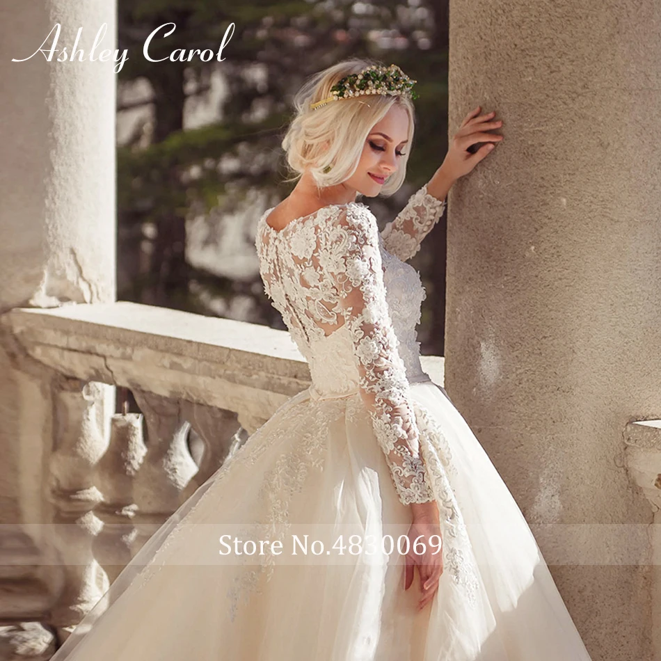 Кружевное бальное платье Ashley Carol свадебное 2020 сексуальное с длинным рукавом и