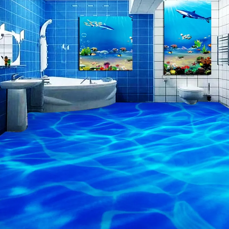 Free Shipping Aesthetic  Blue  Watermark Bathroom Bedroom 3D 