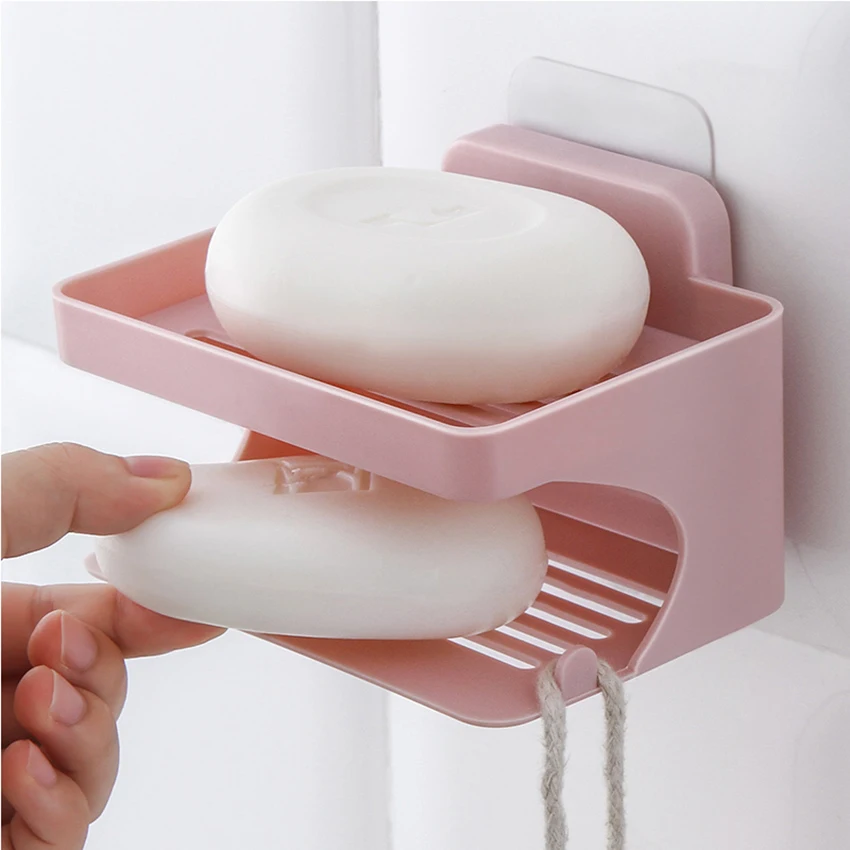 1PC Waterproof Soap Holder Two Layers Kitchen Tools Organizer Soap Dish Storage Shelf Shower Soap Container Bathroom Accessories