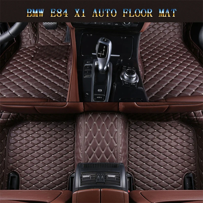

Car Floor Mats For BMW E84 X1 2009-2016 Foot Carpets pad mat Step Embroidery Leather Car Interior Mats heavy duty carpet