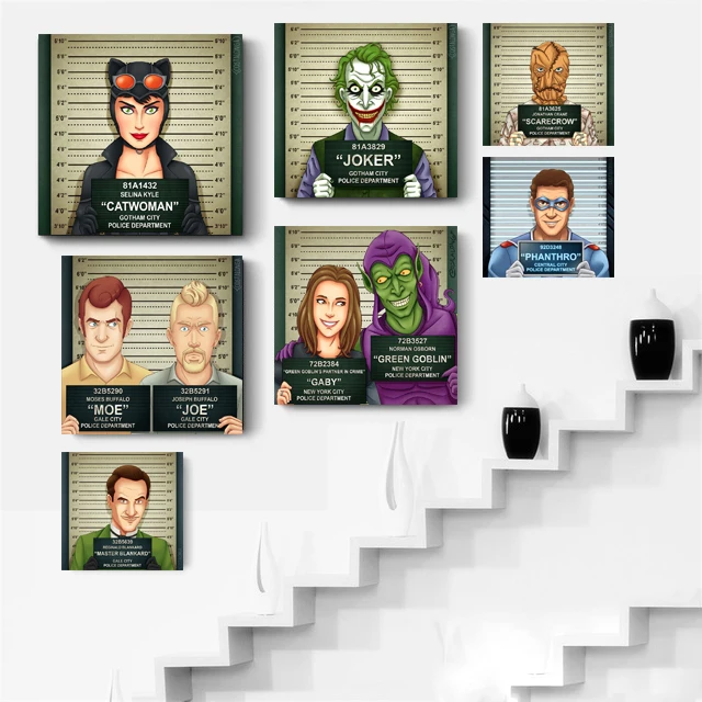 Gotham city mugshot плакат стены книги по искусству шелк картины для гостиная домашний