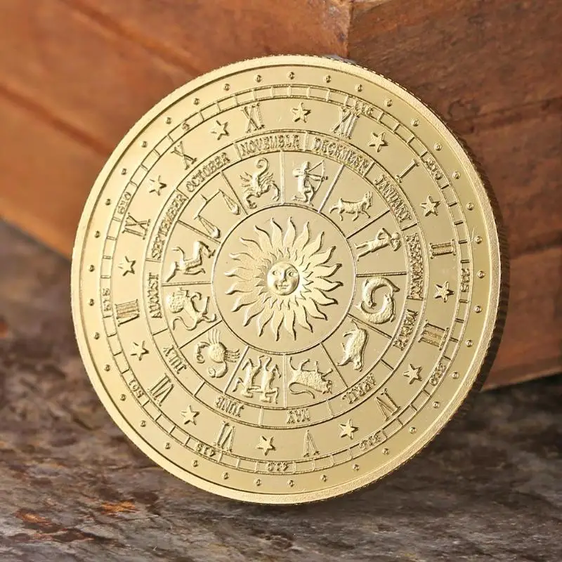 Памятная позолоченная монета Монета-Биткоин 12 Созвездие позолоченный физический коллекционный Подарочный металлический античный имитация