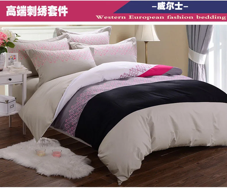 Aliexpress.com: Beli Warna solid bordir tidur set 100% 