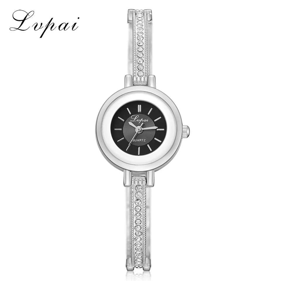 Lvpai изысканные простые женские модные элегантные часы Звездное небо Топ люксовый бренд Полный нержавеющей женское платье часы девушка часы - Цвет: Silver Black