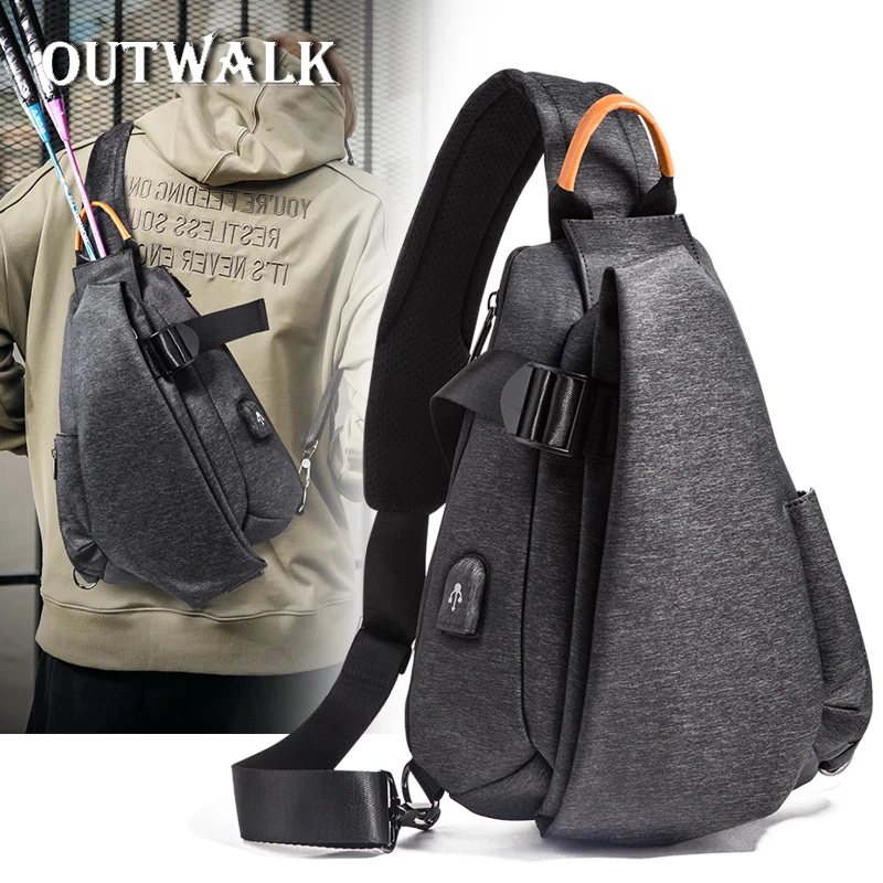 Male Shoulder Bags USB Charging Crossbody Bags Men Anti Theft Chest Bag School