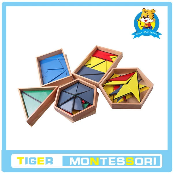 

wholesale professional montessori material wooden educational toy sensorial Constructive Triangles With 5 Boxes
