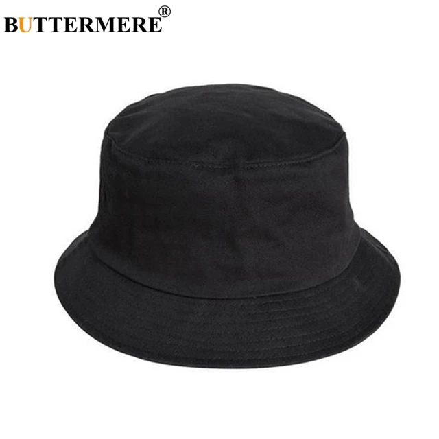BUTTERMERE Mens Bucket Hat Cotton Female Casual Black Fisherman Hats