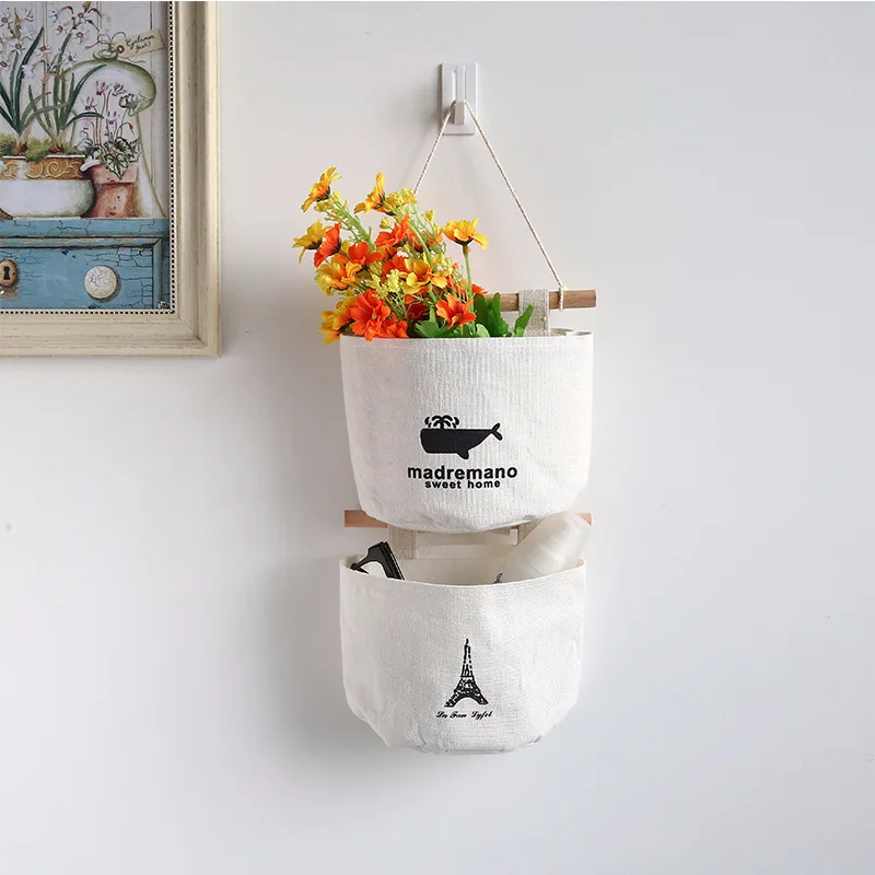  Cartoon Hanging Storage Bag Wardrobe Hang Bag Wall Pouch Cosmetic Toys Organize Pockets Home Storag