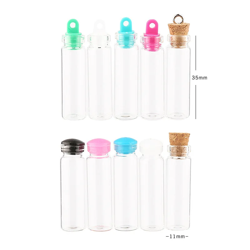 100Pcs 2ml 11*35mm Empty Tiny Small Clear Plastic caps Message Glass Bottles Wedding Wish Vials Home Decor L06C | Дом и сад