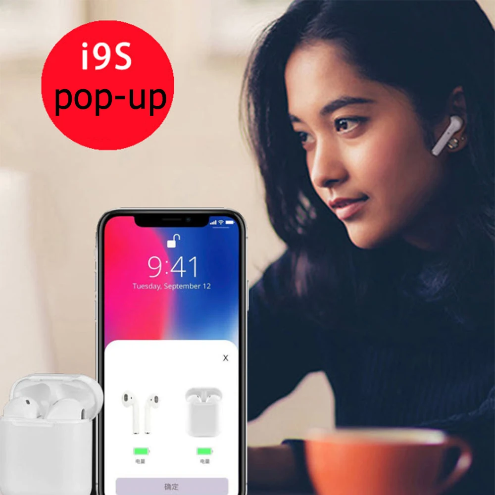 I9S TWS mini с всплывающим окошком Bluetooth Беспроводные наушники зарядным чехлом pk i10 i30