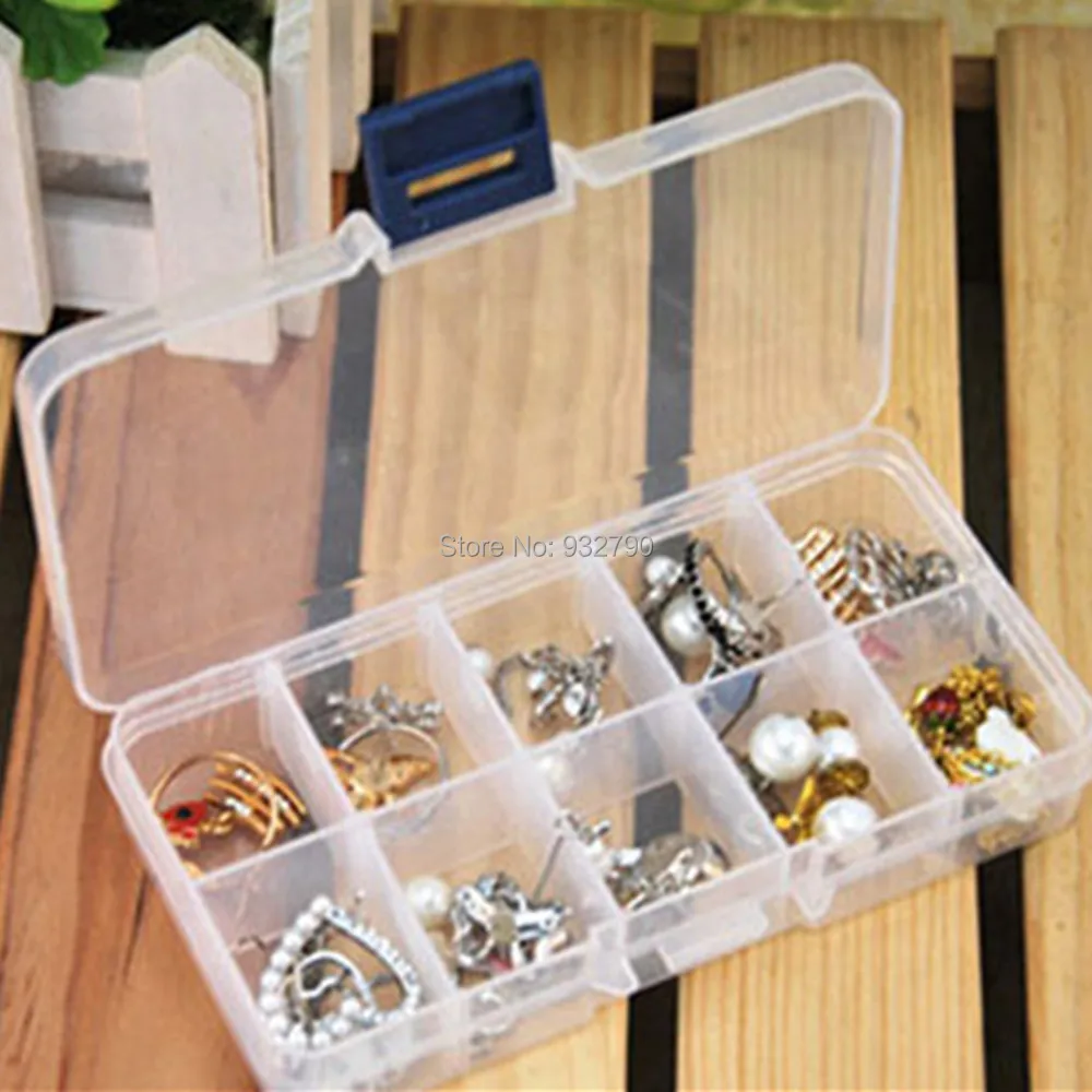 

Plastic 10 Slots Adjustable Jewelry Storage Box Case Craft Organizer Beads Rings 10 Grid Clear Adjustable Jewelry Bead Container