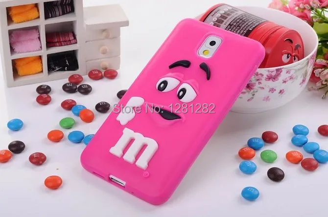 3D M&ampM's chocolate candy rubber silicone cartoon case cover for galaxy note 3 cell phone covers free shipping |