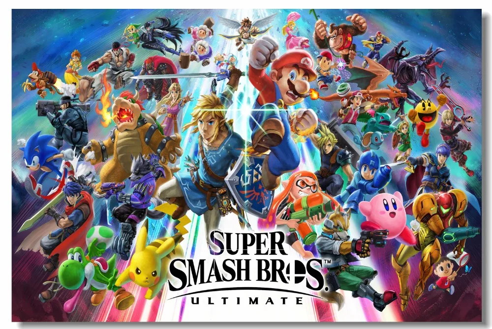 Custom Wall Mural Super Mario cartel Super Smash Bros último Wallpaper