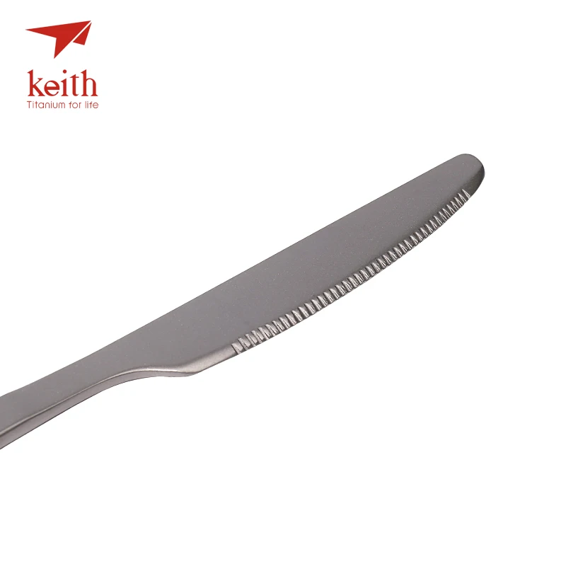 Keith 3 en 1 de titanio cuchara tenedor cuchillo cubiertos conjuntos de titanio con mosquetón Camping cubiertos al aire libre vajilla Spork Ti5310 53g