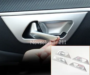 

4pcs ABS Matte Car Interior Door Side Handle Bowl Frame Decoration Cover Trim Car Styling For Peugeot 3008 GT 2016 2017 2018