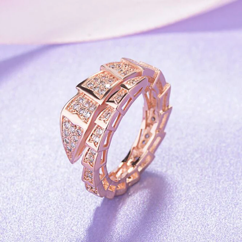 KOFSAC Изысканный CZ личности серпантинное кольцо новое очарование кольца из стерлингового серебра 925 для женщин мужчин вечерние ювелирные изделия рождественские подарки