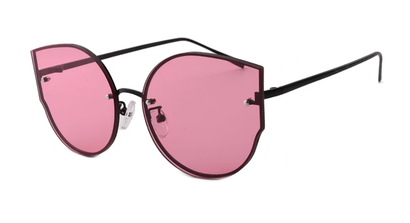 Модные женские солнцезащитные очки, круглые, кошачий глаз, солнцезащитные очки, UV400, высокое качество, oculos de sol feminino, металлическая оправа, цветные очки, 740R - Цвет линз: Pink Transperant