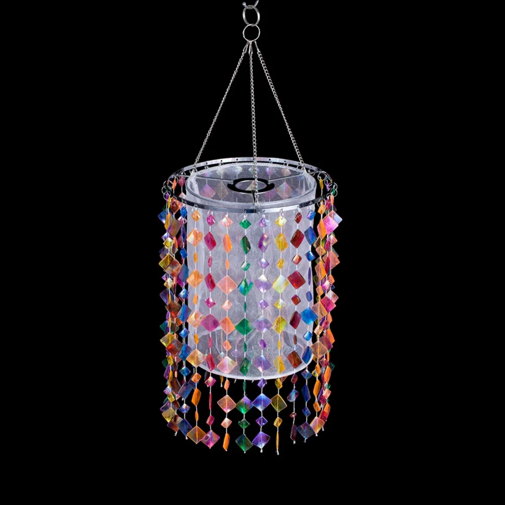 

E27 Colorful kids Lampshade for Chandelier Light Acrylic Beads Lamp Shade with Chrome Sliver Iron Frame for girl Room Decoration