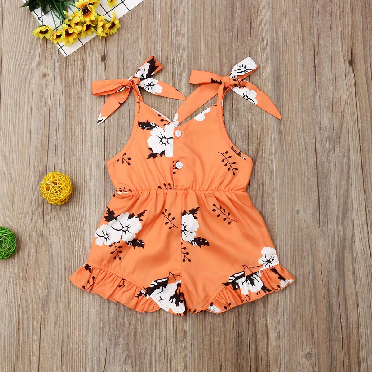 Children Clothes 1 2 3 4 5 6 Years age new cotton Sleeveless bow floral Romper Outfits Jumpsuit kids baby girls Clothing