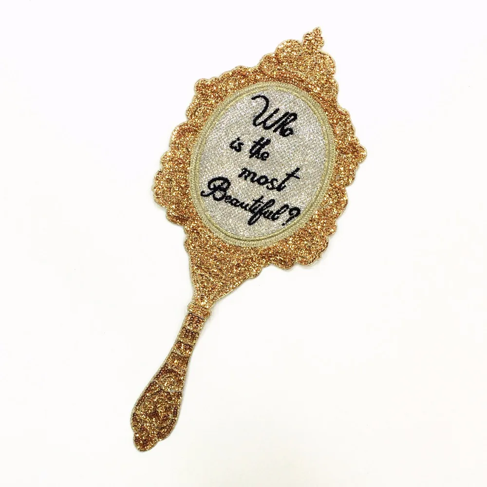 Mirror embroidered patch applique vintage fashion embroidered fabric