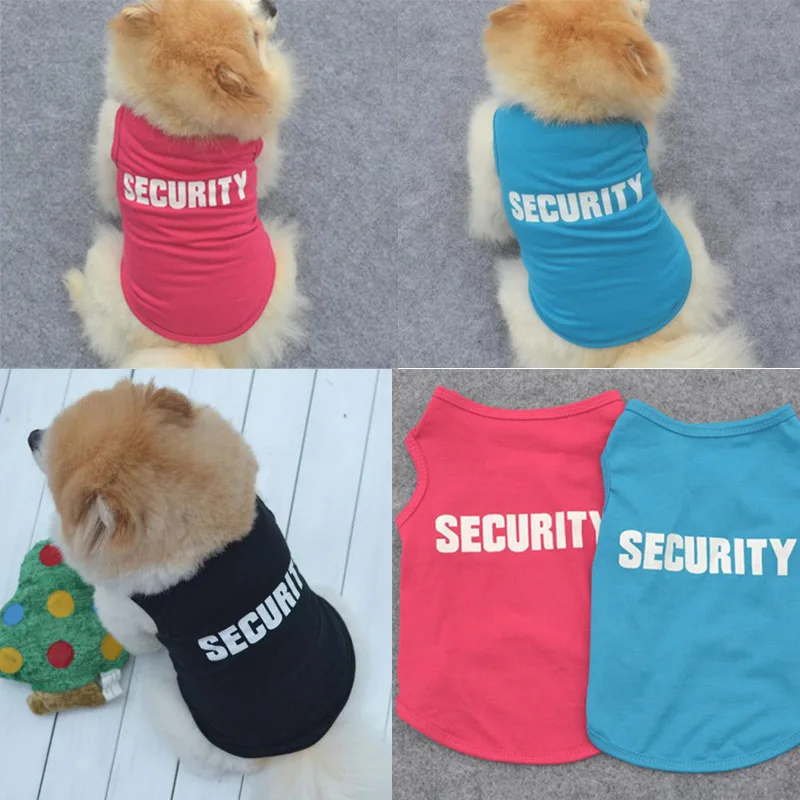 

Spring Summer Pet Dog Shirt Cotton t shirt SECURITY Vest For Small Dogs Chihuahua Summer Coat Drop Shipping