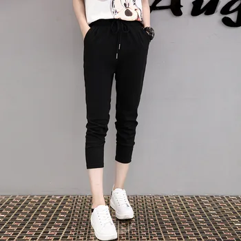 

Capris Harem Trousers leggings sweatpants pantalon femme Women Loose Original Design Female Dazzling Female Drawstring PantsPure